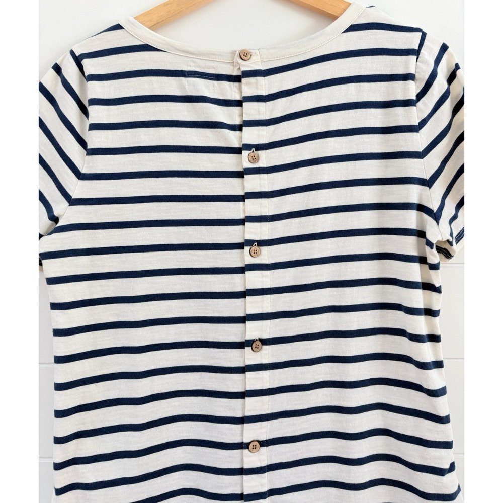 Faherty Merritt T-Shirt Dress Amagansett Stripe Organic Cotton Button Back L - Picture 10 of 16